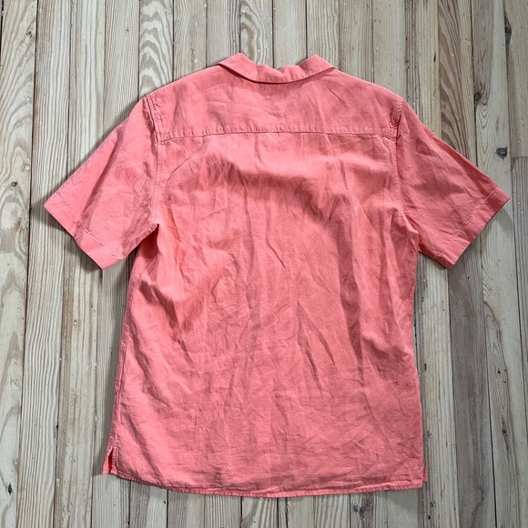 NWT ZARA Men's Coral Linen Blend Short Sleeve Relaxed Fit Camp Collar Shirt L - Picture 8 of 8